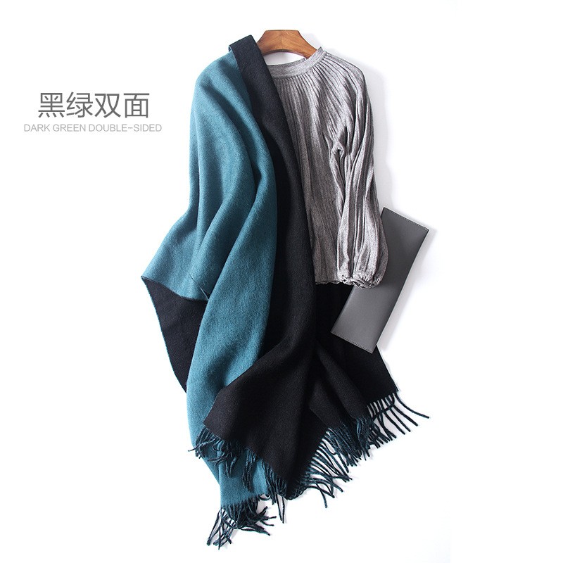 Double-sided lambswool large size shawl